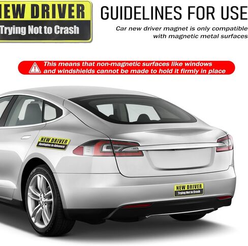 2PCS New Driver Magnet for Car,Funny New Driver Sticker Magnet for Car with Reflective Designs,Magnetic Automotive Exterior Accessories News Drivers Sticker for Cars Magnets in Kuwait