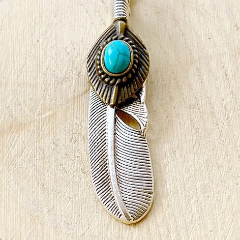 Silver Boho Feather Western Turquoise Zipper Pull for Backpacks, Purse Charms, Handbag Jewelry, Camera Bag Charms and Key Chain with Rhinestone in Kuwait