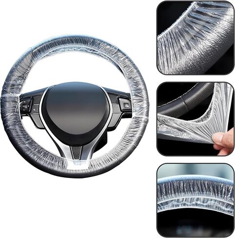 20 قطعة من أغطية مقاعد السيارة للاستعمال مرة واحدة مع عجلة القيادة وواقيات ناقل الحركة - أغطية مقاعد بلاستيكية للسيارات، غلاف حماية لمقاعد السيارات in Kuwait