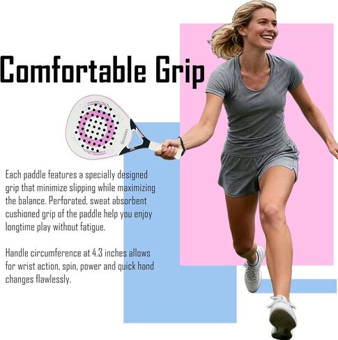 Senston Paddle Tennis Racket Carbon-Fiber Surface with EVA Memory Flex-Foam Core - Padel Racket with Carry Bag and Balls for Pop Tennis Beach Tennis. in Kuwait