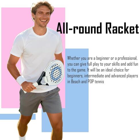 Senston Paddle Tennis Racket Carbon-Fiber Surface with EVA Memory Flex-Foam Core - Padel Racket with Carry Bag and Balls for Pop Tennis Beach Tennis. in Kuwait