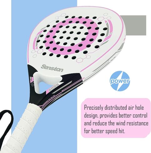 Senston Paddle Tennis Racket Carbon-Fiber Surface with EVA Memory Flex-Foam Core - Padel Racket with Carry Bag and Balls for Pop Tennis Beach Tennis. in Kuwait