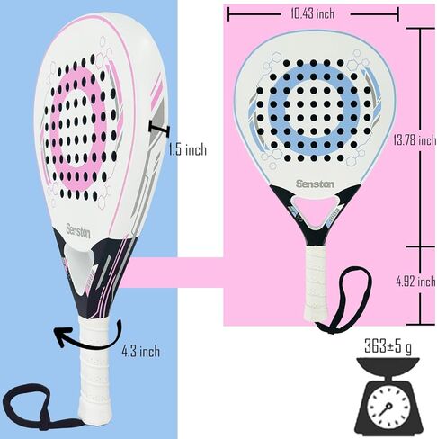 Senston Paddle Tennis Racket Carbon-Fiber Surface with EVA Memory Flex-Foam Core - Padel Racket with Carry Bag and Balls for Pop Tennis Beach Tennis. in Kuwait