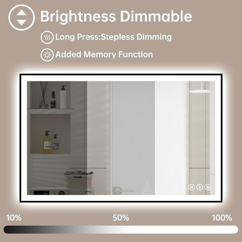 مرآة حمام LED مقاس 40 × 30 مع أضواء، إطار من الألومنيوم الأسود، إضاءة خلفية + إضاءة أمامية، مرآة حمام مضاءة للجدار، مضادة للضباب، وظيفة الذاكرة، قابلة للتعتيم، مقاومة للكسر، مدرجة في قائمة ETL in Saudi Arabia