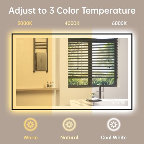 مرآة حمام LED مقاس 40 × 30 مع أضواء، إطار من الألومنيوم الأسود، إضاءة خلفية + إضاءة أمامية، مرآة حمام مضاءة للجدار، مضادة للضباب، وظيفة الذاكرة، قابلة للتعتيم، مقاومة للكسر، مدرجة في قائمة ETL in Saudi Arabia