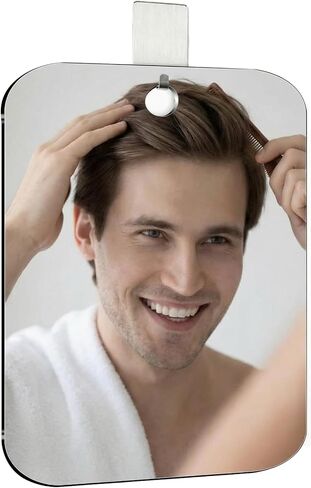 Shower Mirror Fogless for Shaving, 8 x 9.4 Inch Anti-Fog Wall Hanging Mirror with Adhesive Hook Shatterproof Fog Free Makeup Mirrors Acrylic Fogless Shower Mirrors for Bathroom Men Women in Kuwait