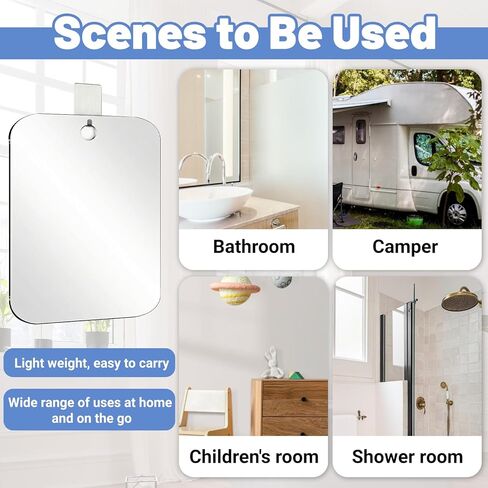 Shower Mirror Fogless for Shaving, 8 x 9.4 Inch Anti-Fog Wall Hanging Mirror with Adhesive Hook Shatterproof Fog Free Makeup Mirrors Acrylic Fogless Shower Mirrors for Bathroom Men Women in Kuwait