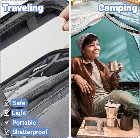 Shower Mirror Fogless for Shaving, 8 x 9.4 Inch Anti-Fog Wall Hanging Mirror with Adhesive Hook Shatterproof Fog Free Makeup Mirrors Acrylic Fogless Shower Mirrors for Bathroom Men Women in Kuwait