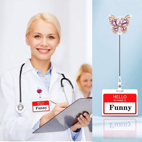 5Pcs Glitter Nurse Badge Reel Retractable Cute Nursing Student Bling Rhinestone Badge Holder Clip Gifts Crystal Animal Flower Goose Bee Butterfly Medical CNA RN ID Name Card Accessories in Kuwait