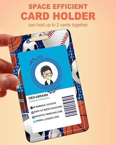 Badge Reels Retractable with Carabiner Reel Clip, ID Name Tag Work Badge Holder Belt Ferrule, Identity ID Badge Holder Cover Case for Office Work Nurse Teacher Student(Baseball Football Basketball) in Kuwait