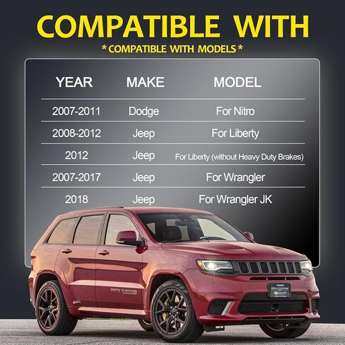 D1273 D1274 Front Rear Ceramic Disc Brake Pads Set Compatible With Jeep Wrangler JK 2018,Jeep Liberty 2008-2012, Jeep Wrangler 2007-2017,Dodge Nitro 2007-2011,8pcs in Kuwait