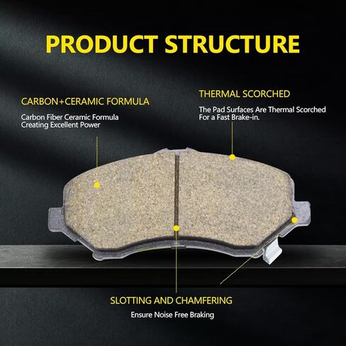 D1273 D1274 Front Rear Ceramic Disc Brake Pads Set Compatible With Jeep Wrangler JK 2018,Jeep Liberty 2008-2012, Jeep Wrangler 2007-2017,Dodge Nitro 2007-2011,8pcs in Kuwait