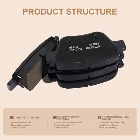 Premium Ceramic Disc Brake Pad Set - Compatible with Select Audi A3, A3 Quattro, A4; Volkswagen Beetle, Eos, Golf, GTI, Jetta, Passat; REAR in Kuwait