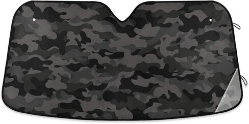 مظلة واقية من الشمس للزجاج الأمامي للسيارة مموهة من الأكورديون قابلة للطي للزجاج الأمامي للسيارة والشاحنات وسيارات الدفع الرباعي، مقاس 55 × 27.6 بوصة in Kuwait