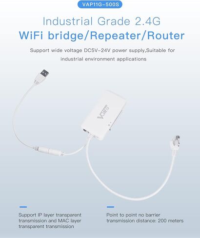 VONETS VBG1200 Industrial Mini Dual Band 2.4GHz/5GHz WiFi Bridge/Router/WiFi to Ethernet Adapter/AC1200 WiFi Signal Range Extender 1 RJ45 Male (10/100Mbps) USB/DC Powered for DVR IP Camera AGV in Kuwait