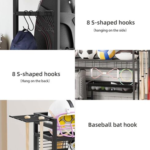 DWVO Golf Bag Organizer for Garage ، وقصة تخزين الجولف مع عجلات ، ومنظمات رياضية للمرآب للكرات ، والضربات ، والزلاجات الدوارة وغيرها من المعدات الرياضية in Kuwait