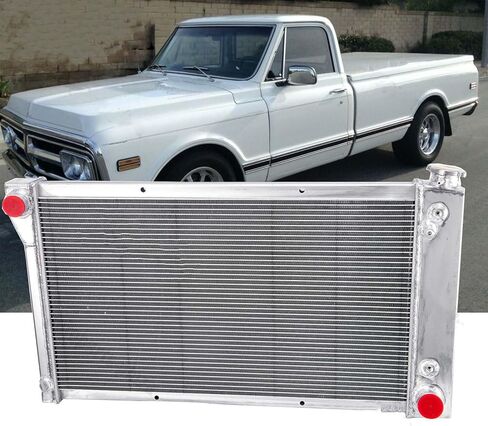 مشعاع ألومنيوم 3 صف لـ 1967-1972 Chevy C10 C30 C20 K10 K20 K30 GMC C2500 K3500 Trucks Blazer Pickup Suburban Van، 3 مشعات التدفق المتقاطع الأساسية 1968 1969 1970 1971 68 69 70 71 72 # CC369 in Kuwait