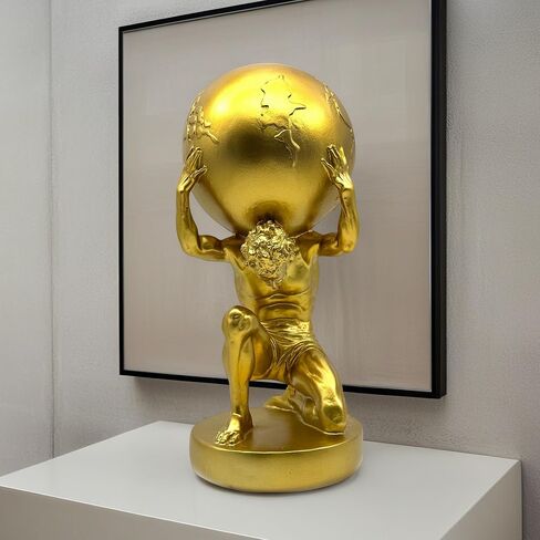 FUNSXBUG 11 Inch Large Atlas Holding World Greek God Statue Gold Sculpture Collectible Figurine Home Decor Living Room Desktop Decoration in Saudi Arabia