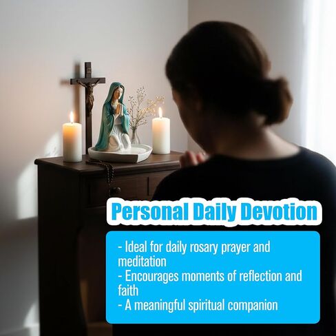 Mother Mary Rosary Virgin Holder 5.9'' Blessed Statue, Our Lady Prayer Stand Figurine for Jewelry, Resin Sacred Sculptures, Religious Decoration, Ideal Catholic Gift, Home Decor & Personal Devotional in Kuwait