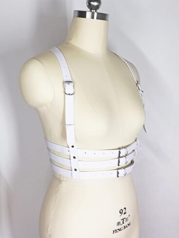 Women Rave Body Chest Harness Waist Belt Caged Bra Festival Dance Club Party White in Saudi Arabia