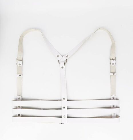 Women Rave Body Chest Harness Waist Belt Caged Bra Festival Dance Club Party White in Saudi Arabia
