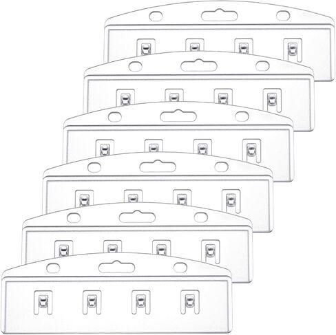 6PCS Horizontal Half Card Badge Holders, Frosted Rigid Clear Plastic ID Card Holder, Hard Transparent Protectors Sleeves for POS Magnetic Swipe Cards, IDs, Credit Cards and Passes in Kuwait