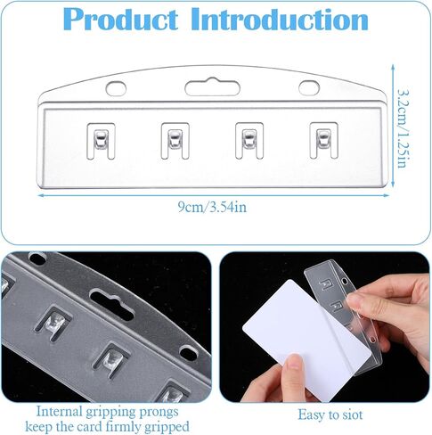 6PCS Horizontal Half Card Badge Holders, Frosted Rigid Clear Plastic ID Card Holder, Hard Transparent Protectors Sleeves for POS Magnetic Swipe Cards, IDs, Credit Cards and Passes in Kuwait
