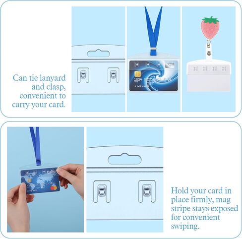 6PCS Horizontal Half Card Badge Holders, Frosted Rigid Clear Plastic ID Card Holder, Hard Transparent Protectors Sleeves for POS Magnetic Swipe Cards, IDs, Credit Cards and Passes in Kuwait