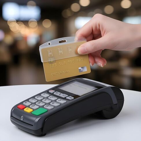 6PCS Horizontal Half Card Badge Holders, Frosted Rigid Clear Plastic ID Card Holder, Hard Transparent Protectors Sleeves for POS Magnetic Swipe Cards, IDs, Credit Cards and Passes in Kuwait