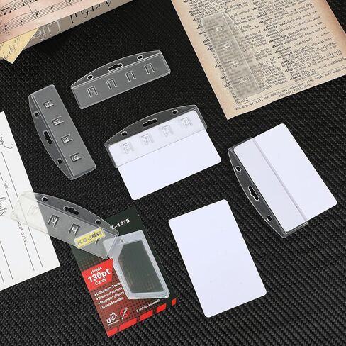 6PCS Horizontal Half Card Badge Holders, Frosted Rigid Clear Plastic ID Card Holder, Hard Transparent Protectors Sleeves for POS Magnetic Swipe Cards, IDs, Credit Cards and Passes in Kuwait
