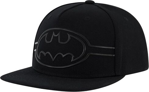DC Comics Batman Baseball Cap, Adult Polyester Adjustable Snapback Hat with Flat Brim for Men and Women, Black, One Size in Saudi Arabia