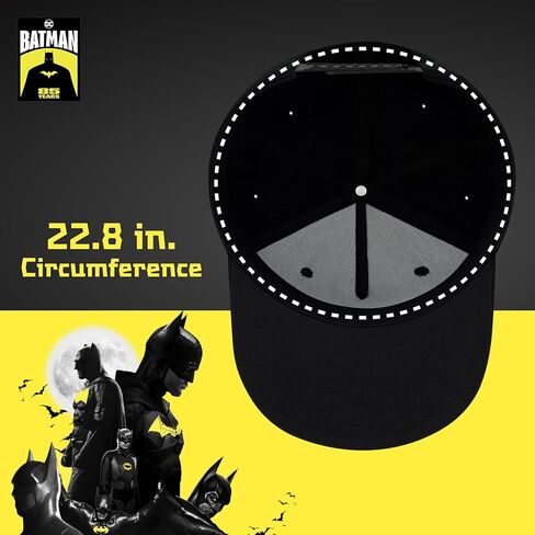 DC Comics Batman Baseball Cap, Adult Polyester Adjustable Snapback Hat with Flat Brim for Men and Women, Black, One Size in Saudi Arabia