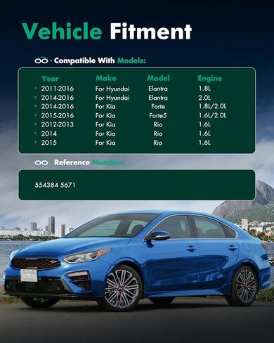 دعامات امتصاص الصدمات الخلفية من SCITOO متوافقة مع 2011-2016 لسيارة Hyundai Elantra، 2014-2018 لسيارة Kia for Forte، 2014-2016 لسيارة Kia Forte Koup، استبدل 554384 5671 صدمات السيارات in Saudi Arabia