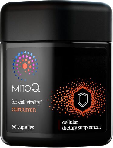 MitoQ Curcumin Advanced CoQ10 Antioxidant - Contains Mitoquinol Mesylate & Super Bioavailable Longvida Curcumin Turmeric - Supports Immunity, Digestive Health, & Cell Vitality (60 Capsules) in Kuwait