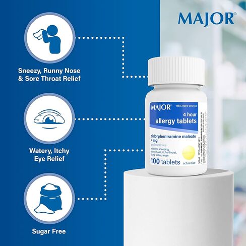 Major Pharmaceuticals Chlorpheniramine 4 mg Tablets, 100 Count in Kuwait