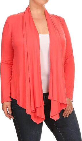 Women's Plus Size Long Sleeves Loose Fit Waist Length Solid Cardigan Made in USA XL-3XL in Saudi Arabia