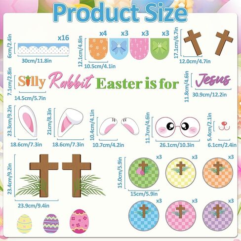 Easter Cross Bulletin Board Set Easter Christian Bunny Bulletin Board Decorations Spring Jesus Paper Cutouts with Name Tags for Classroom Sunday School Church Decor in Kuwait