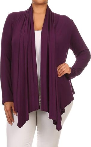 Women's Plus Size Long Sleeves Loose Fit Waist Length Solid Cardigan Made in USA XL-3XL in Saudi Arabia