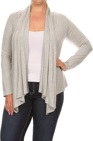 Women's Plus Size Long Sleeves Loose Fit Waist Length Solid Cardigan Made in USA XL-3XL in Saudi Arabia