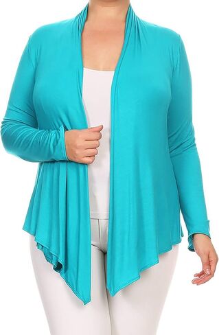 Women's Plus Size Long Sleeves Loose Fit Waist Length Solid Cardigan Made in USA XL-3XL in Saudi Arabia