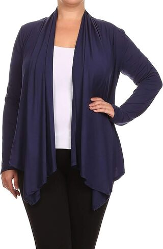 Women's Plus Size Long Sleeves Loose Fit Waist Length Solid Cardigan Made in USA XL-3XL in Saudi Arabia