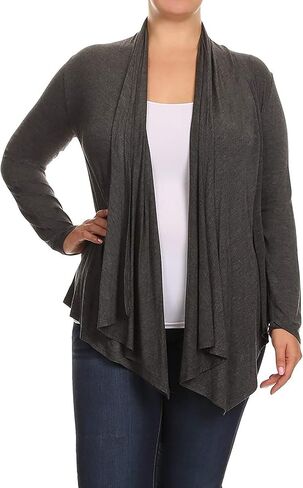 Women's Plus Size Long Sleeves Loose Fit Waist Length Solid Cardigan Made in USA XL-3XL in Saudi Arabia