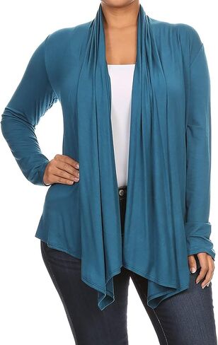 Women's Plus Size Long Sleeves Loose Fit Waist Length Solid Cardigan Made in USA XL-3XL in Saudi Arabia