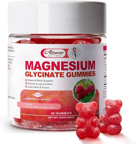 Sugar-Free Magnesium Glycinate Gummies, Complex Magnesium Supplement 600mg with Calcium, Magnesium Glycinate 300 mg with Taurate, Malate, COQ10, Vitamin B6 and D3, Supports for Memory, Calm, Mood in Kuwait