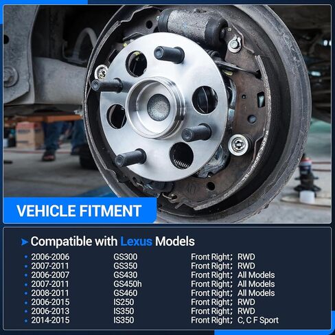 Autoround 513285 محمل العجلات الأمامية اليمنى ومجموعة المحور مناسبة لكزس - 2006 GS300، 07-11 GS350، 06-07 GS430، 07-11 GS450h، 08-11 GS460، 06-15 IS250، 06-15 IS350، 5 العروات مع ABS in Saudi Arabia
