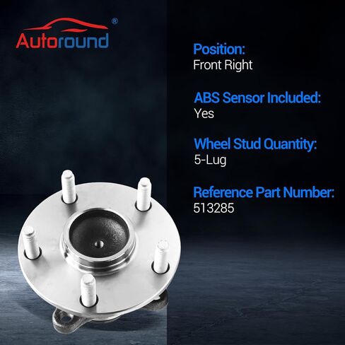 Autoround 513285 محمل العجلات الأمامية اليمنى ومجموعة المحور مناسبة لكزس - 2006 GS300، 07-11 GS350، 06-07 GS430، 07-11 GS450h، 08-11 GS460، 06-15 IS250، 06-15 IS350، 5 العروات مع ABS in Saudi Arabia