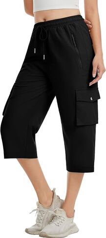 Kisswow Women's Capri Pants Casual Travel Cargo Pants with Pockets Summer Cargo Sweatpants for Women in Saudi Arabia