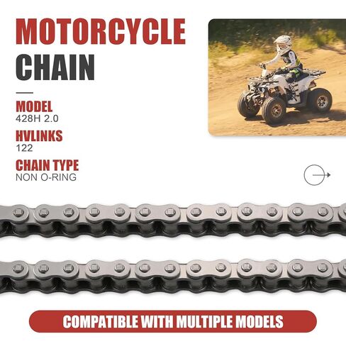 سلسلة دراجة نارية 428H 122 وصلة مع رابط رئيسي 428 سلسلة شديدة التحمل لدراجة نارية 125 200 سي سي دراجة نارية صغيرة دراجة ترابية جو كارت تاو تاو كولستر باجا كازوما ATV in Kuwait