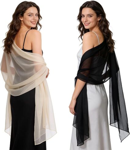 2pcs Chiffon Shawls and Wraps for Evening Dresses Women Elegant Soft Silky Wraps Wedding Bridal Scarf in Kuwait