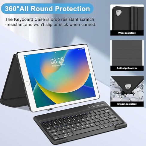 for iPad Pro 12.9 Case with Keyboard, Magnetic Detachable Wireless Bluetooth Keyboard, Slim Protection Case with Pencil Holder for iPad Pro 12.9 2nd 2017/1st 2015 Gen (A1670/A1671/A1584/A1652), Black in Kuwait